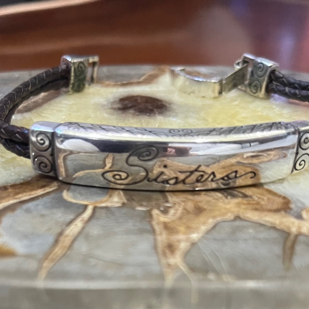 Brighton Silver tone and Leather Vintage Bracelet.